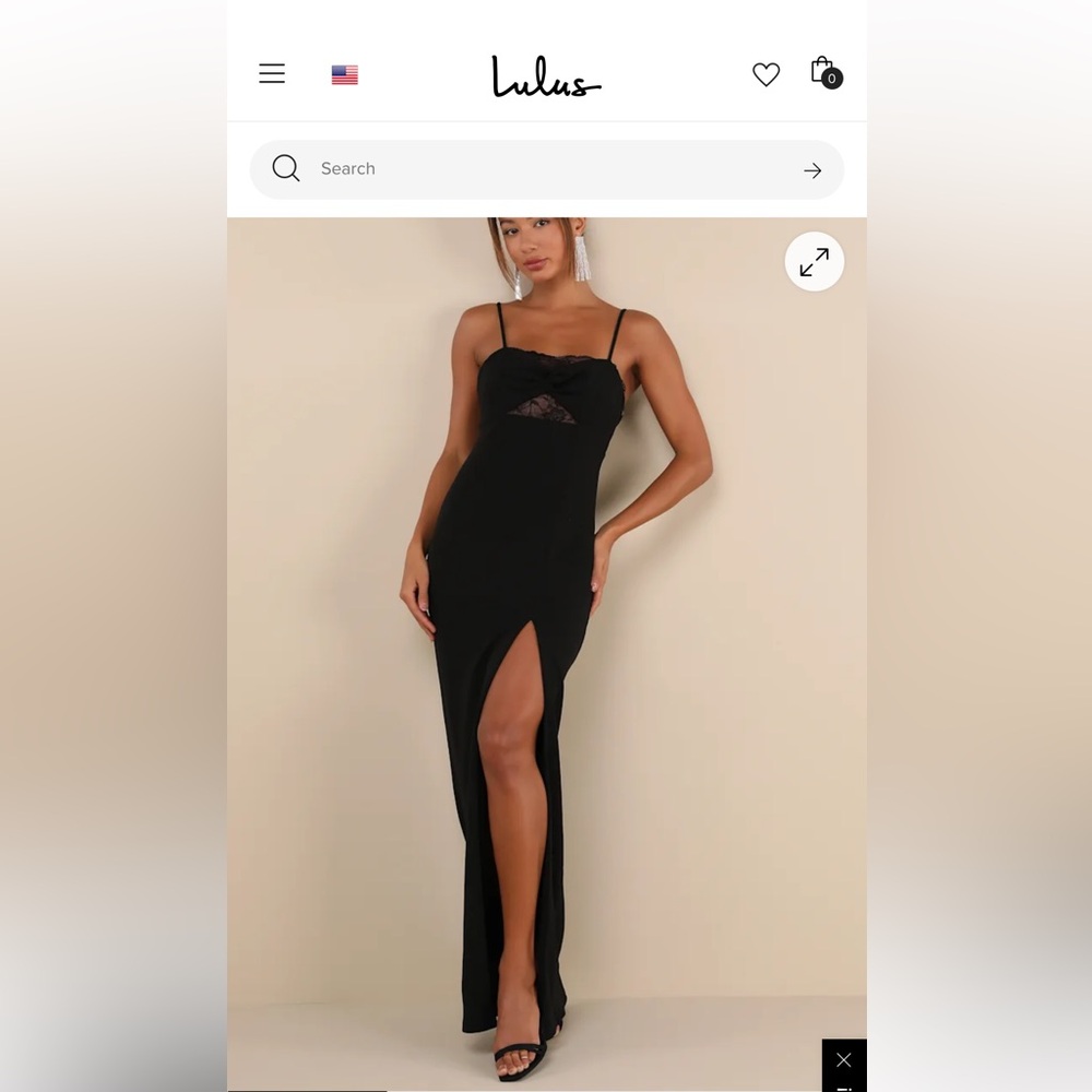Lulu's NWT Exceptional Stunner Black Lace Twist-Front Maxi Dress women’s…‎